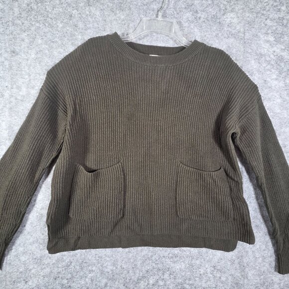 Madewell Women's Green Chunky Knit Patch Pocket Sweater Size M - Picture 3 of 9